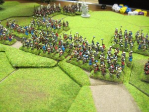 Mounted Samurai follow up behind the peasants